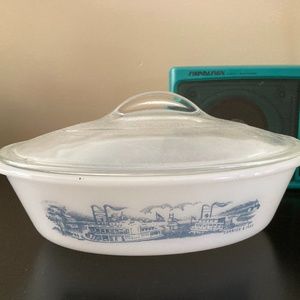 VTG Currier and Ives dish with lid